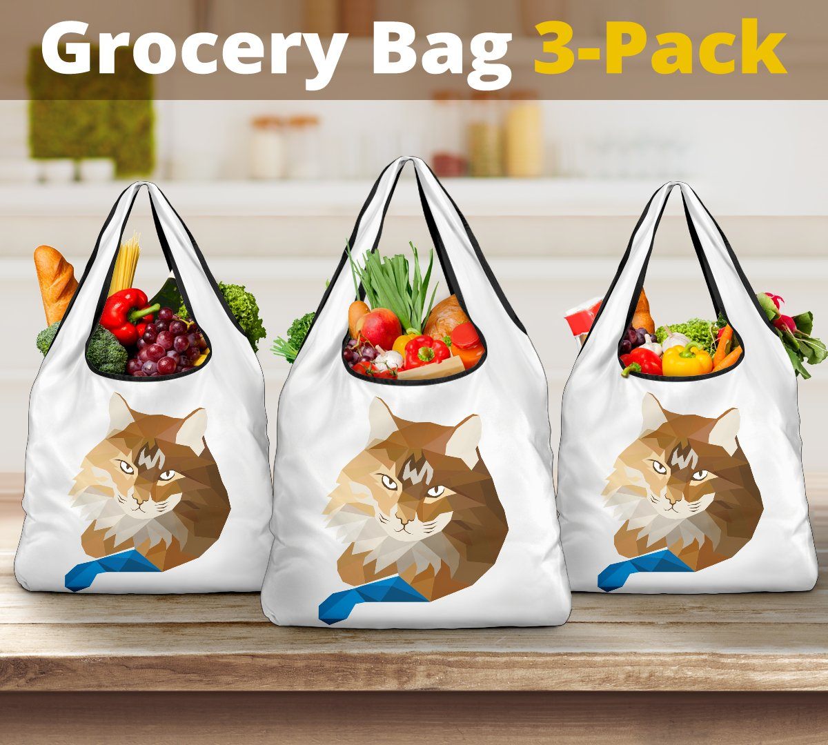 Grocery Bag - Ginger Cat - Black Lining