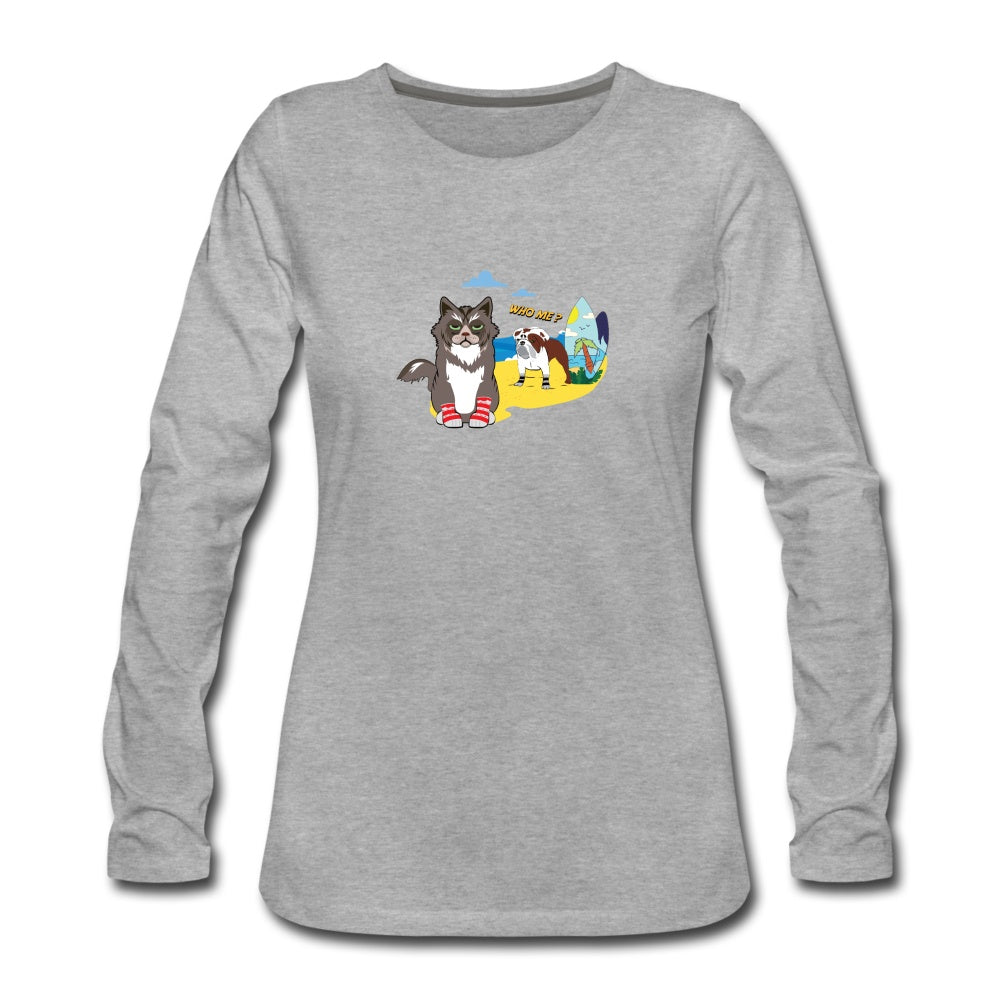 Women\'s Joyful Feeling T-Shirt - Beach Premium And Shop Dog - Long Cat Sleeve