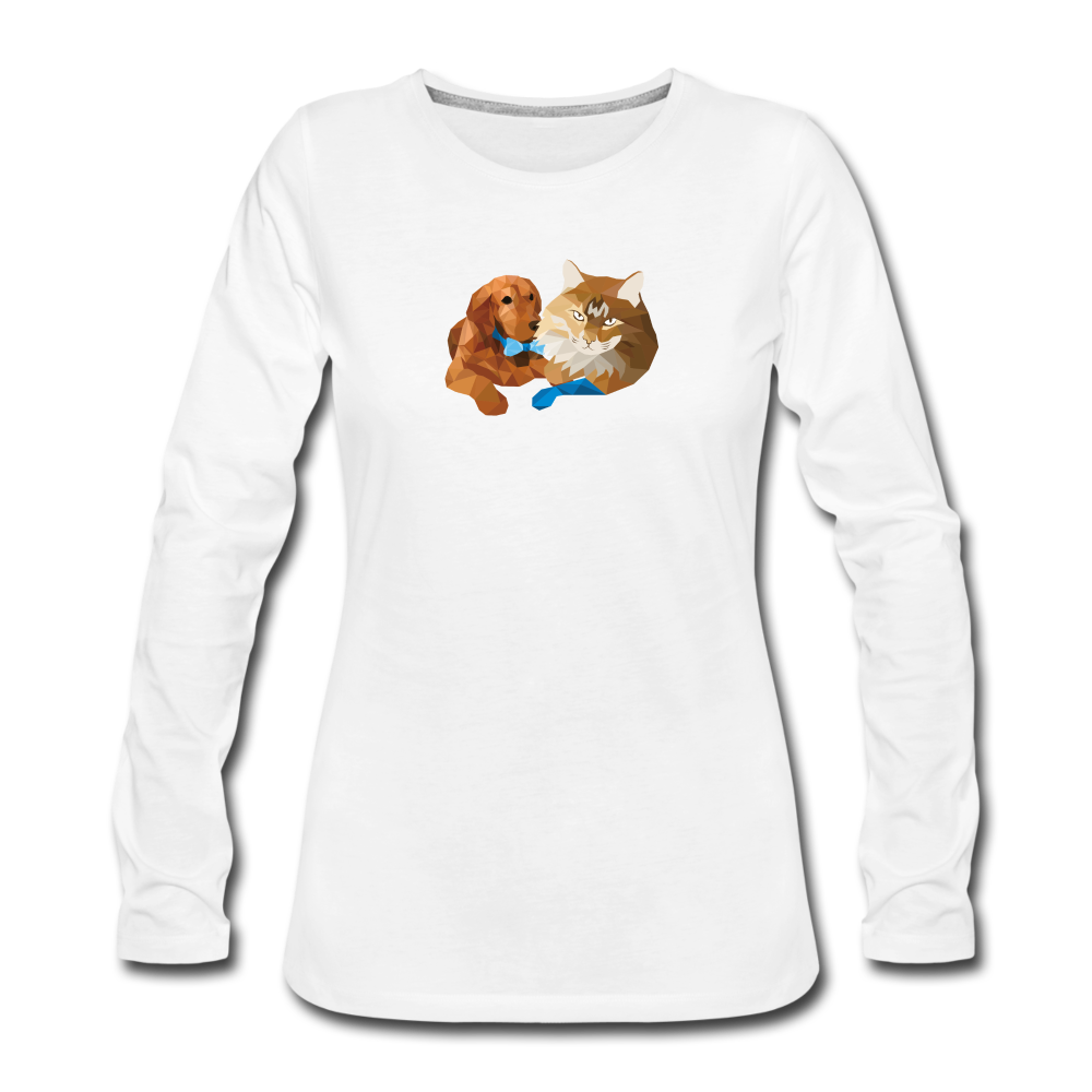 Women's Premium Long Sleeve T-Shirt - Ginger Dog And Cat - white
