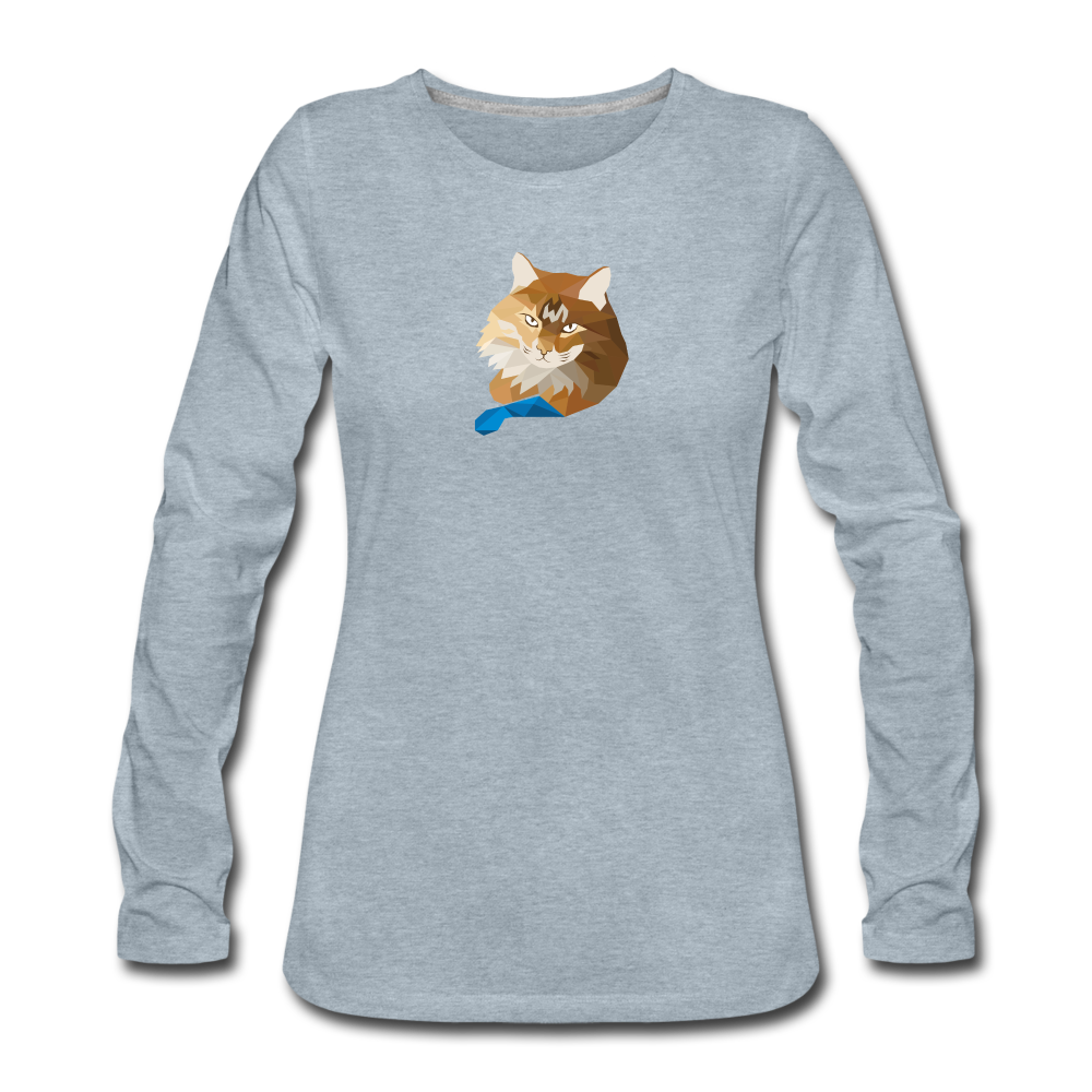 Women's Premium Long Sleeve T-Shirt - Ginger Cat - heather ice blue